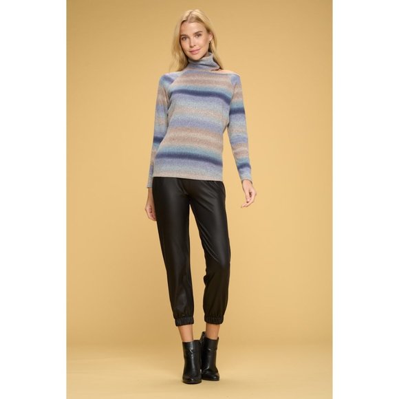 Made in USA Ombre Cold Shoulder Turtleneck Top - Picture 1 of 5